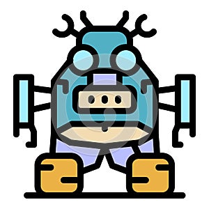 Robot transformer icon color outline vector