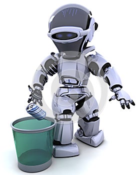 Robot with trash can