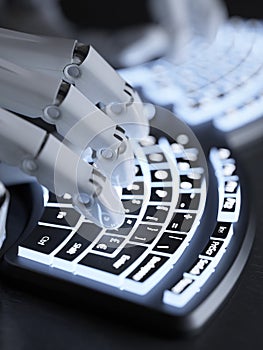 Robot typing on conceptual self-illuminated keyboard