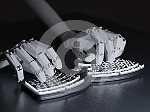Robot typing on conceptual self-illuminated keyboard