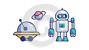 Robot UFO Icon: Sci-Fi, AI Space Exploration Vector Design Generative AI