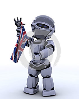 Robot with Union Jack Flag