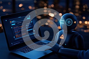 AI Robot Coding on Laptop