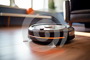 Robot vacuum cleaner in a beautiful smart home