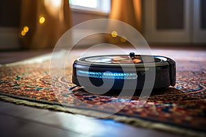 Robot vacuum cleaner in a beautiful smart home