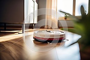 Robot vacuum cleaner in a beautiful smart home