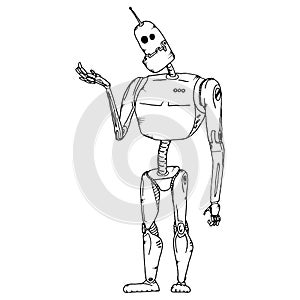 Robot vector character. Robot technology machine future science toy. Cyborg futuristic design robotic toy robot. Cartoon robot