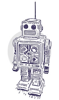 Robot vector hand drawn