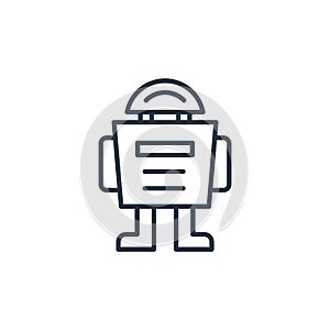robot vector icon isolated on white background. Outline, thin line robot icon for website design and mobile, app development. Thin