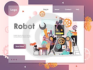 Robot vector website landing page design template