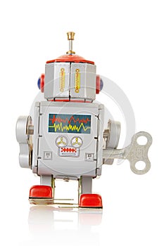Robot vintage clockwork toy back