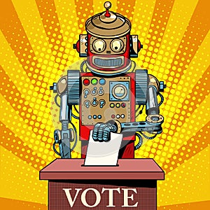 Robot the voter vote on election day
