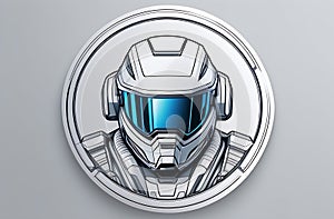 Robot warrior head emblem with helmet, illustration, cartoon concepts