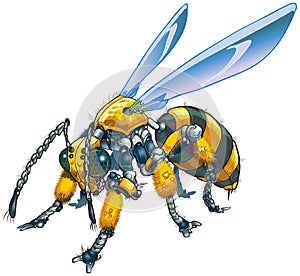 Robot Wasp Vector Clip Art Illustration