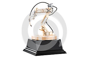 Robot welding, golden award concept. 3D rendering