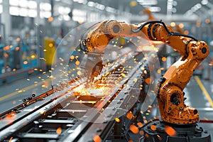 Robot Welding Metal in Factory Generative AI