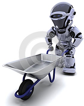 Robot with a wheel barrow photo