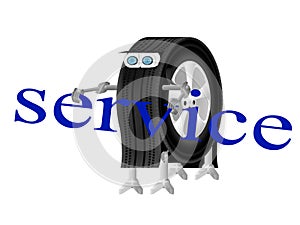 Robot-wheel logo of the service center