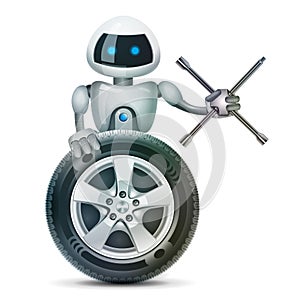 The robot with a wheel and a wheel brace, vector