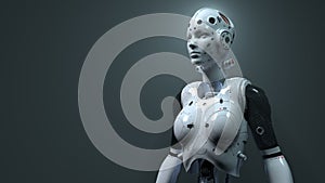 Robot woman, sci-fi woman digital world of the future of neural networks and the artificial