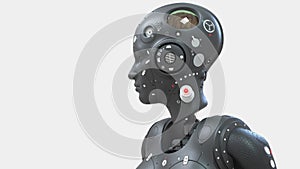 Robot woman, sci-fi woman digital world of the future of neural networks and the artificial