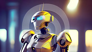 A robot with the word robot on it