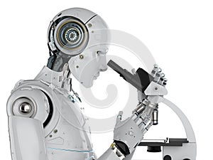 Robot work on microscope