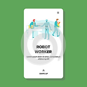 Robot Worker Handshake Boss Cyber Employee Vector