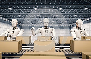 Robot working with carton boxes