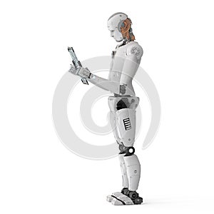 Robot working with digital tablet