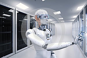 Robot working in server room