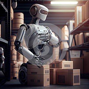 robot working in warehouse for human labor replacement.