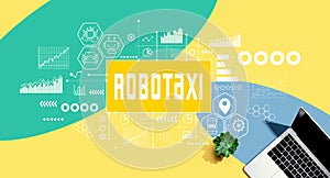 Robotaxi theme with a laptop computer