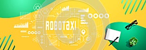Robotaxi theme with notebook and pen