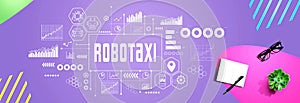 Robotaxi theme with notebook and pen