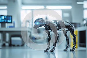 Robotic android dog standing tech lab