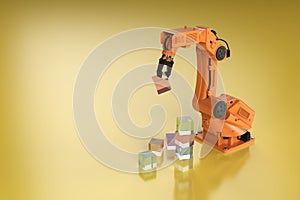 Robotic arm arrange toy blocks