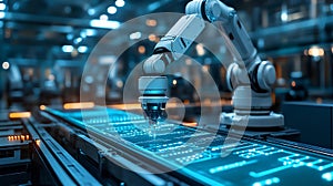 Robotic Arm Assembling Circuit Board in Industrial Setting