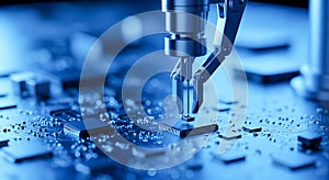 Robotic Arm Assembling Microchip on Circuit Board