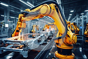 Robotic arm in an assembly line, streamlining production in an industrial plant