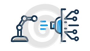 Robotic Arm and Circuit Board Icon for AI and Automation Technology, vector design Generative AI