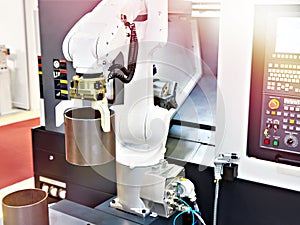 Robotic arm and cnc lathe machine