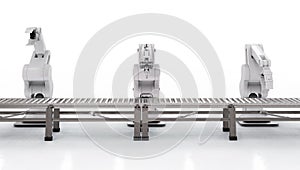 Robotic arm with conveyor line