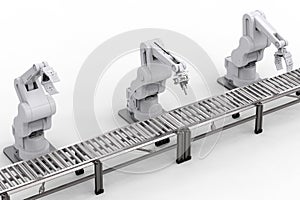 Robotic arm with conveyor line