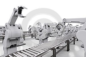 Robotic arm with conveyor line