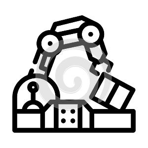 robotic arm conveyor production line icon vector illustration