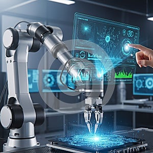 Setting is a high tech lab with multiple computer screens in the