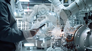 The Robotic Arm in Factory.AI generated image photo