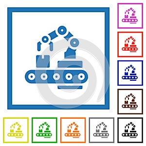 Robotic arm flat framed icons photo