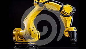 Robotic arm in a futuristic factory, working on manufacturing equipment generated by AI